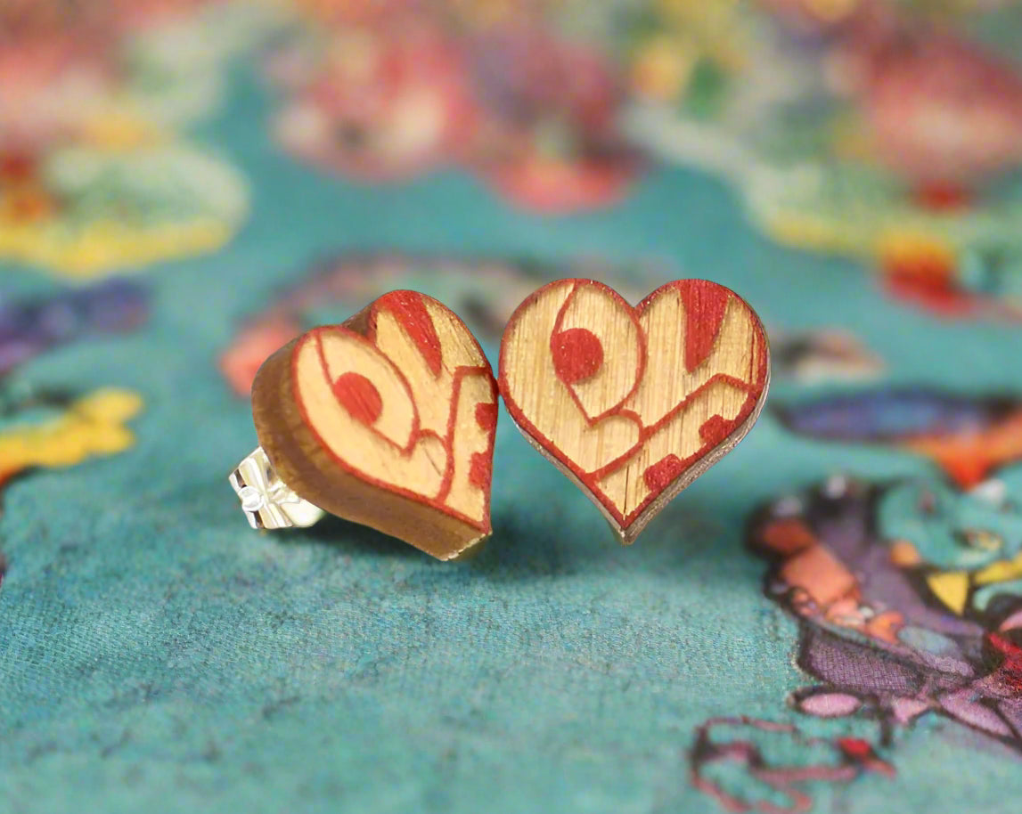 LOVE Heart Stud Earrings #3010