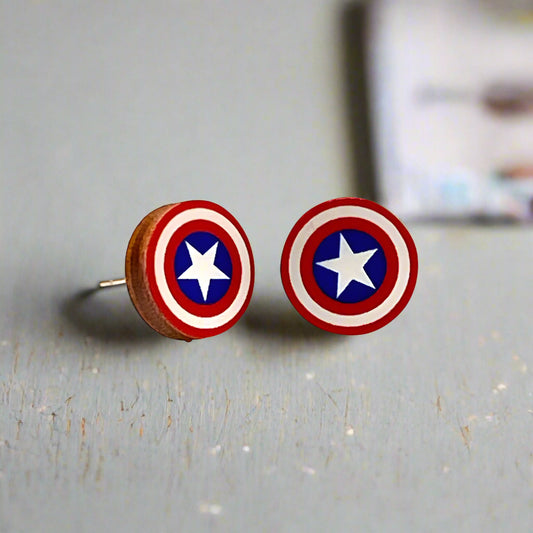 American Shield Stud Earrings #3099