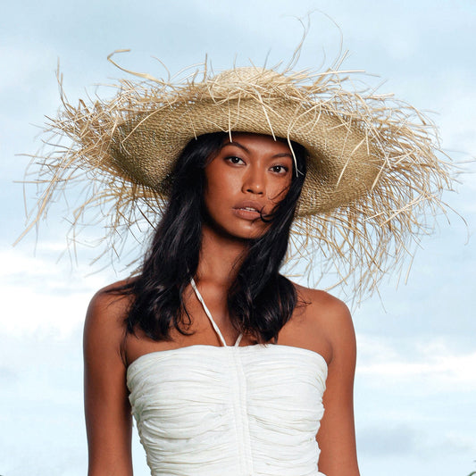 CATALINA Frayed Straw Hat In Nude