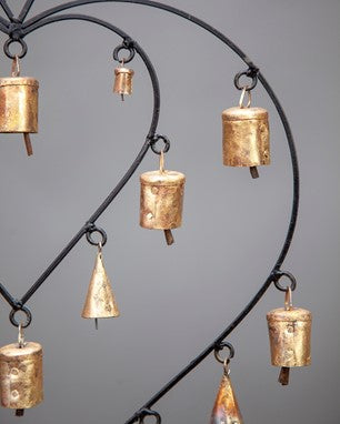 Double Heart Brass Hanging Chime