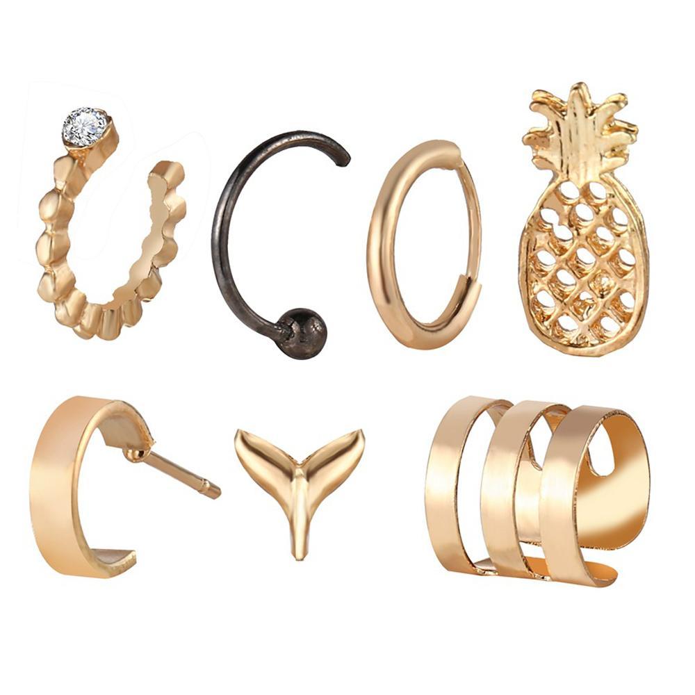 7 Piece Earring Set 18K Gold Plated Earring in 18K Gold Plated ITALY D