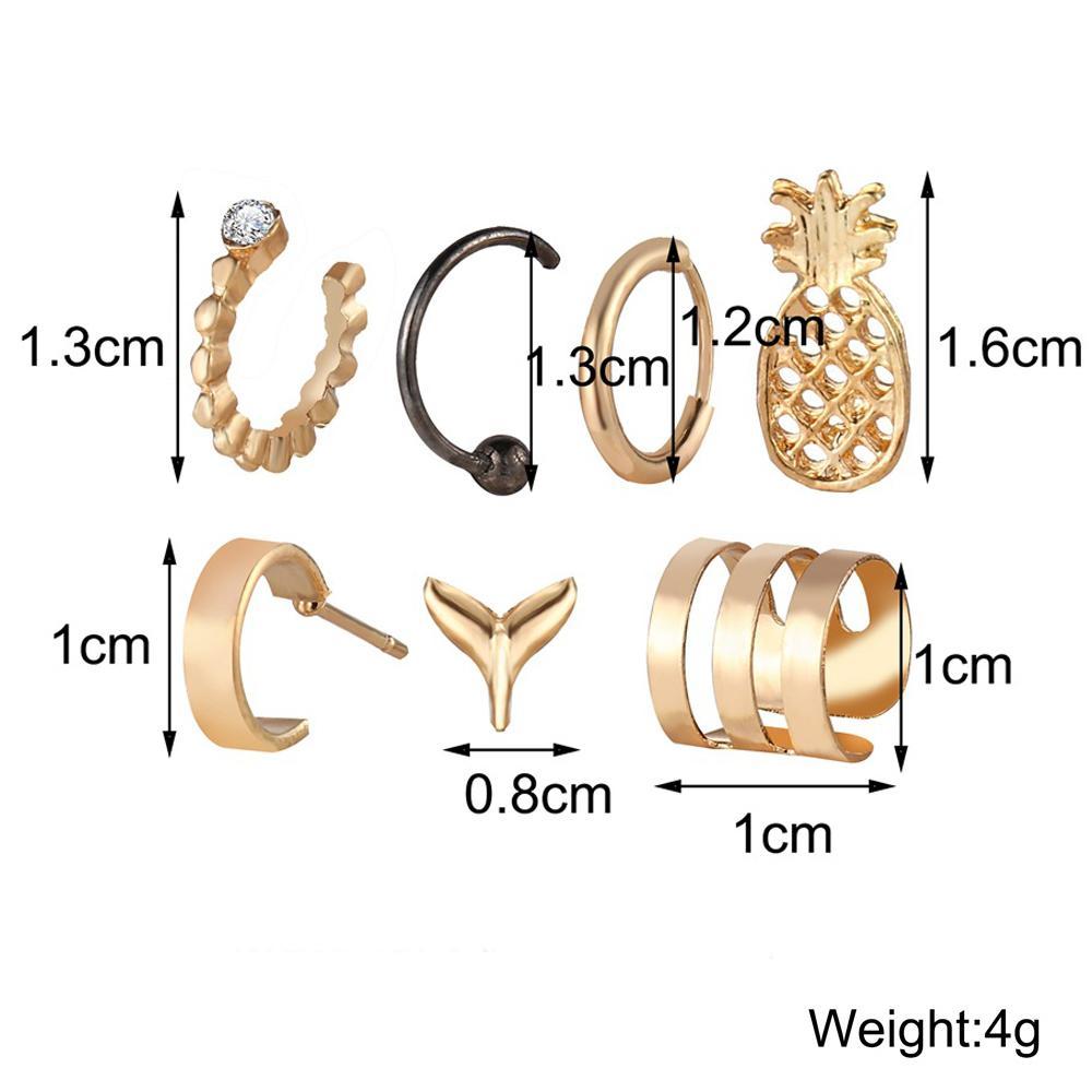 7 Piece Earring Set 18K Gold Plated Earring in 18K Gold Plated ITALY D