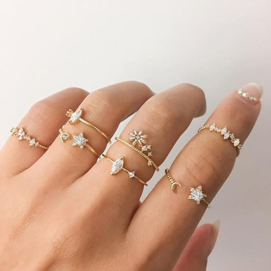 5 Piece Stars Ring Set