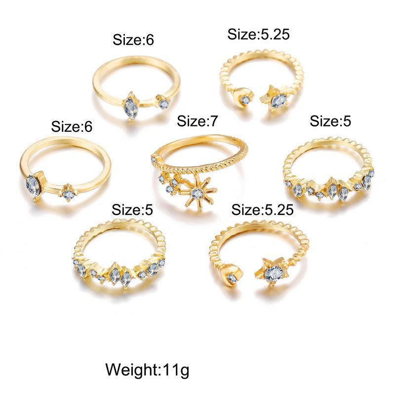 5 Piece Stars Ring Set