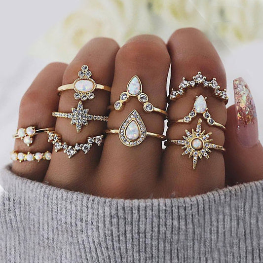 10 Piece Opal Created Ring Set