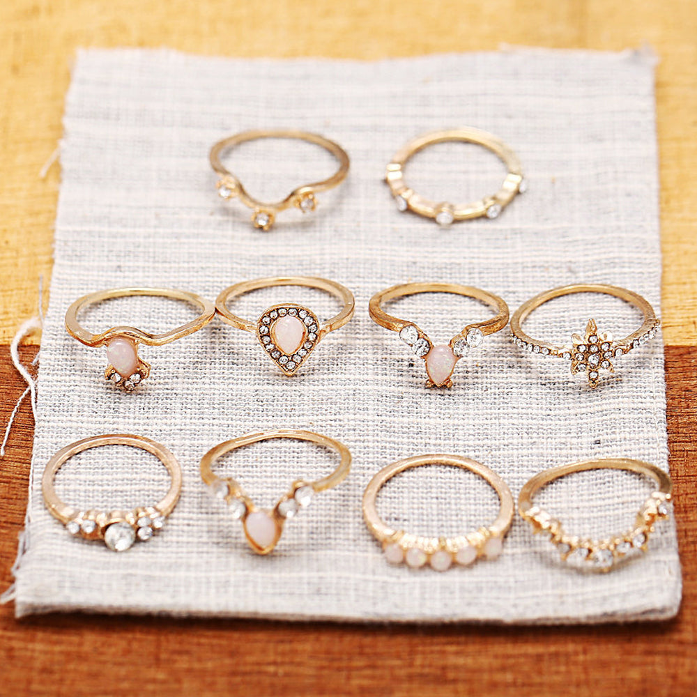 10 Piece Opal Created Ring Set