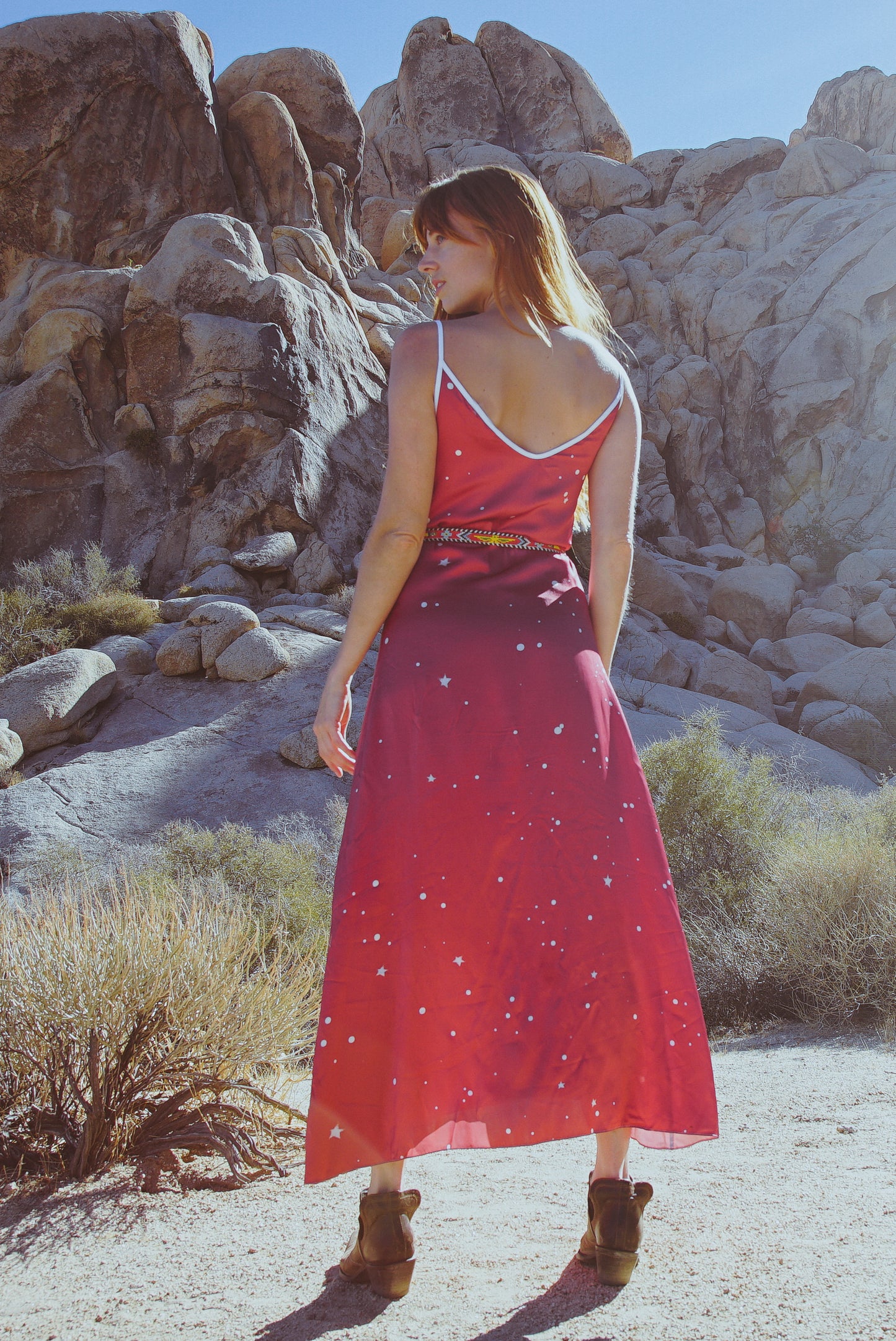 Andromeda Silk Slip Dress in Cosmic Crimson