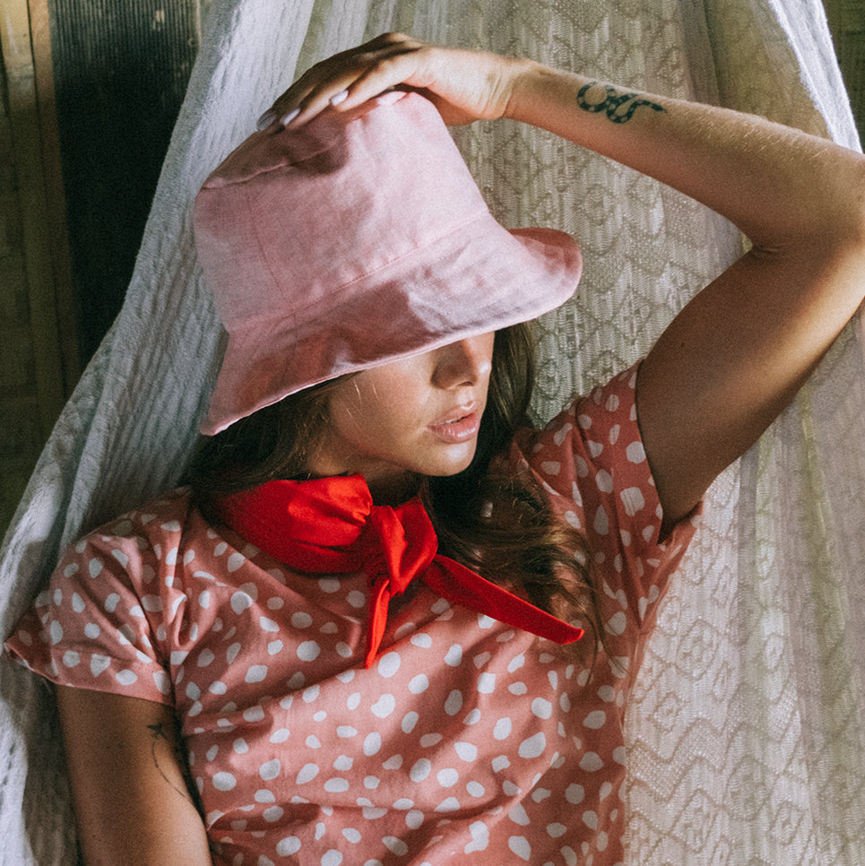 Pretty In Pink WATU Seaside Linen Bucket Hat