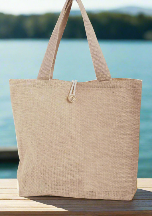 Multi-purpose Jute Tote with Velcro Flap Bag