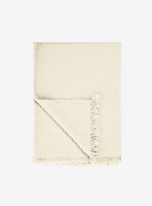 Cotton Beige Boho Throw Blanket